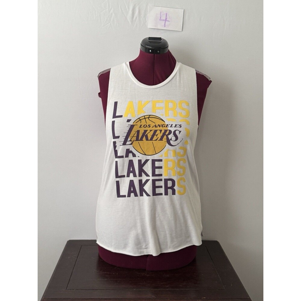 Los Angeles Lakers Women’s Racerback Tank Top White Graphic Size Medium